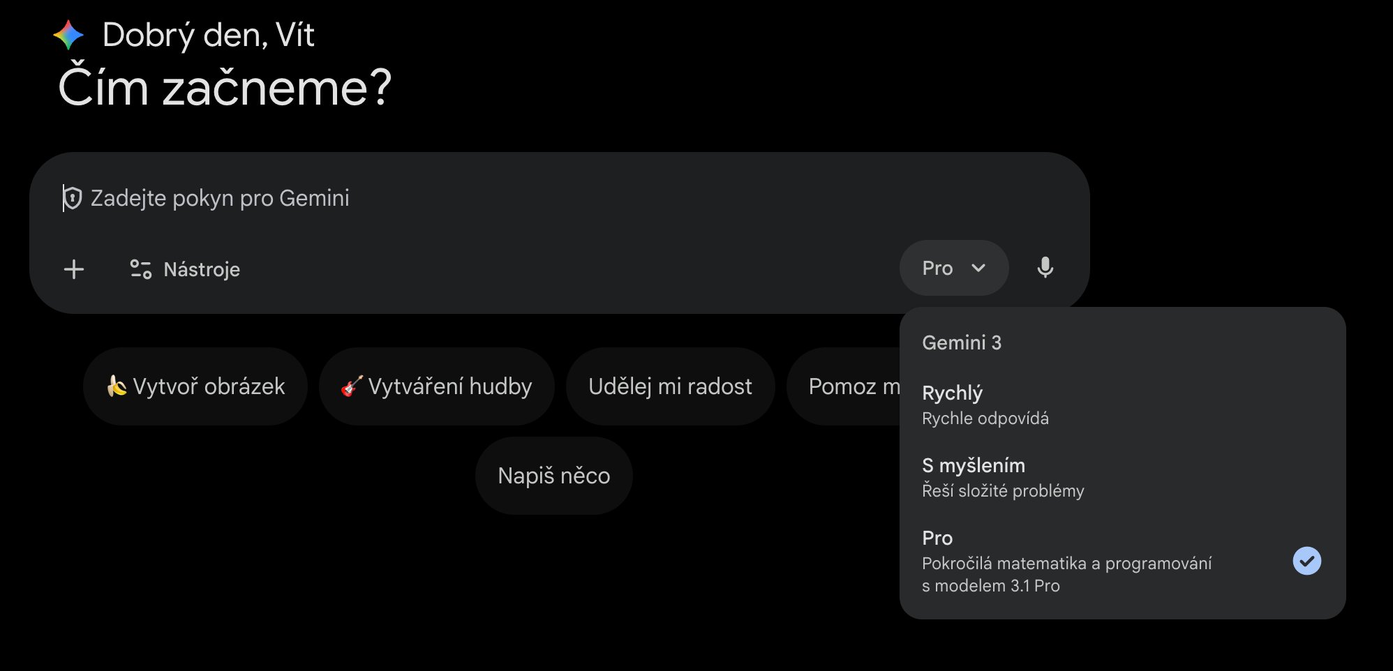 Gemini s modelem Pro
